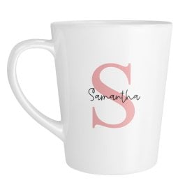 Personalised Latte Mug - Pink Initial & Name