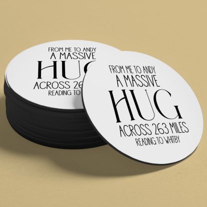 A Massive Hug Personalised Round Coasters 