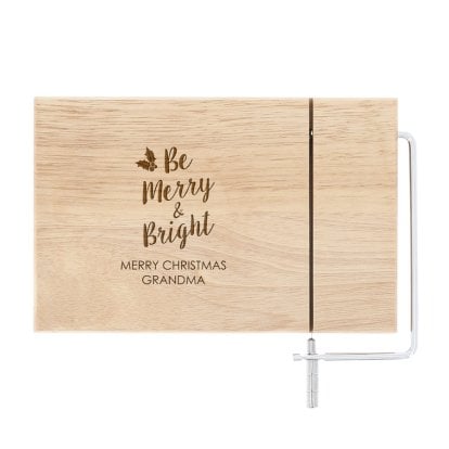 Be Merry and Bright Personalised Cheese Board and Slicer 