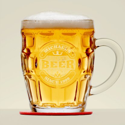 Beer Badge Personalised Dimple Pint Glass 