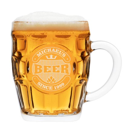 Beer Badge Personalised Dimple Pint Glass