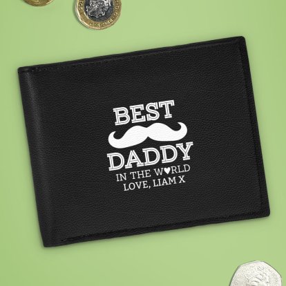 Best Daddy Personalised Black Leather Wallet