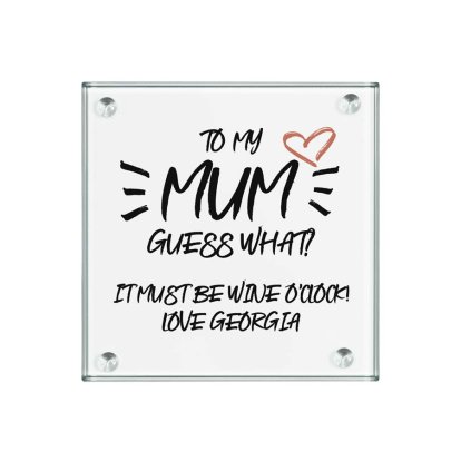 Best Mum Personalised Square Glass Coaster