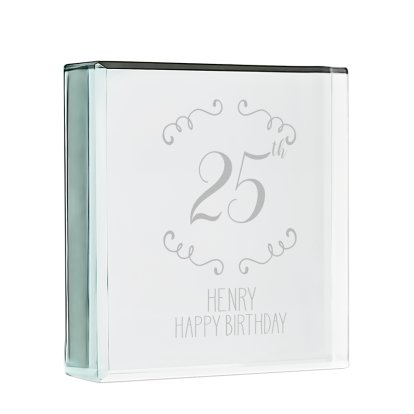 Birthday Year Engraved Glass Keepsake 