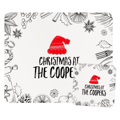 Christmas at Personalised Placemat and Coaster Set