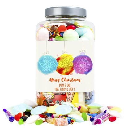 Christmas Baubles Personalised Retro Sweet Shop Jar