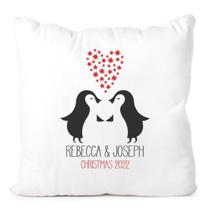 Christmas Penguins Personalised Cushion Cover