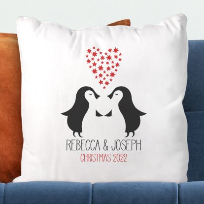 Christmas Penguins Personalised Cushion Cover 