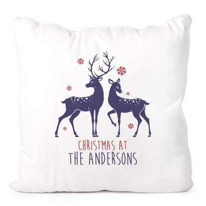Christmas Reindeers Personalised Cushion Cover