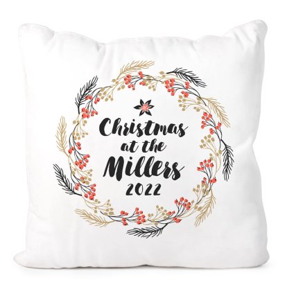 Christmas Wreath Personalised Cushion Cover