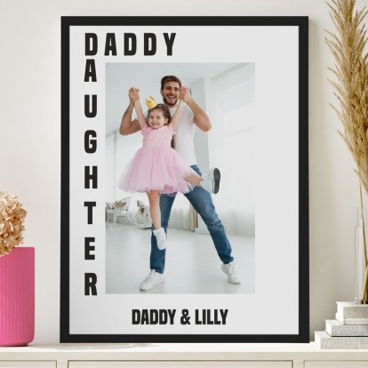 Custom Daddy & Daughter Photo Upload Poster Print Black 3