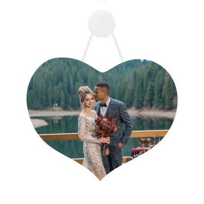 Custom Photo Upload Heart Wooden Sign
