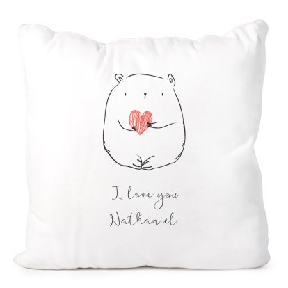 Cute Bear Personalised White Cushion Cover