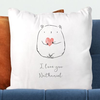 Cute Bear Personalised White Cushion Cover 