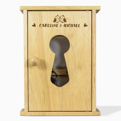 Cute Birds Personalised Wooden Key Cabinet