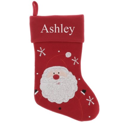Deluxe Red Christmas Santa Stocking - Embroidered Name