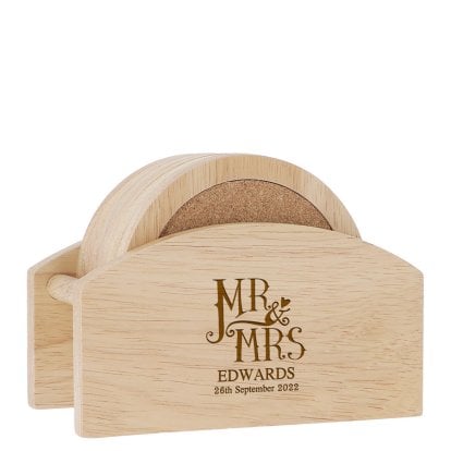 Dotty Mr and Mrs Personalised Coasters and Holder