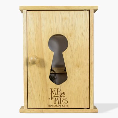 Dotty Mr and Mrs Personalised Wooden Key Cabinet 