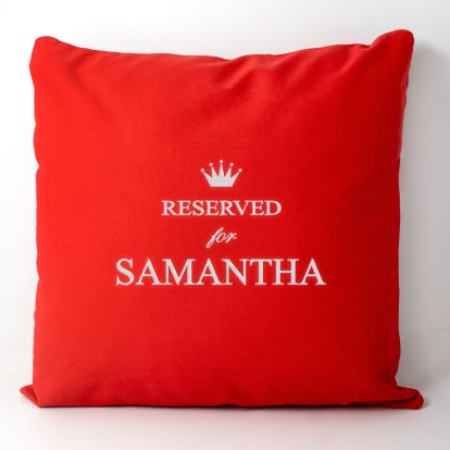 Embroidered Red Cotton Cushion Cover