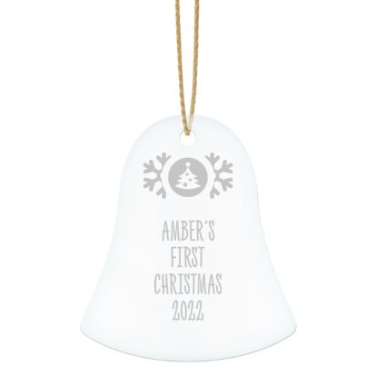 Engraved Bell Shape Solid Glass Christmas Decoration