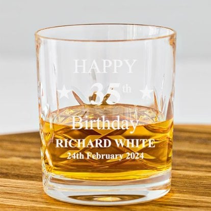 Engraved Birthday Cut Whisky Glass