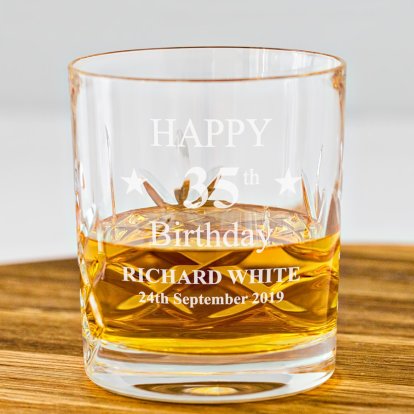 Engraved Birthday Cut Glass Whisky Glass