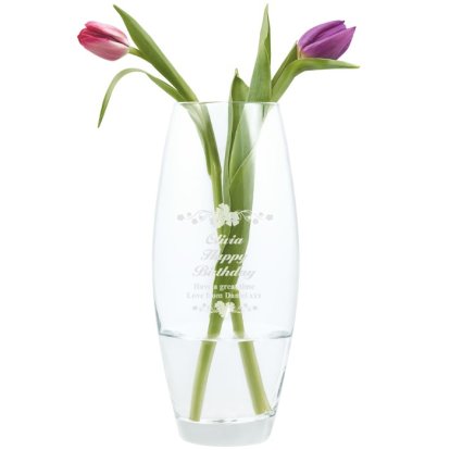 Engraved Bullet Vase - Flowers