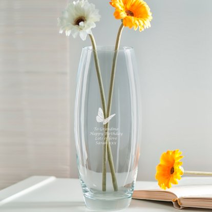 Engraved Bullet Vase - Butterfly Design