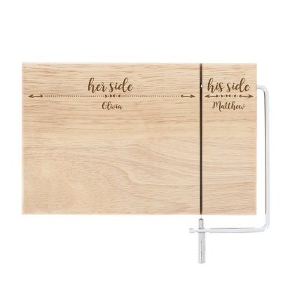 Engraved Cheese Board and Slicer - My Side and Your Side