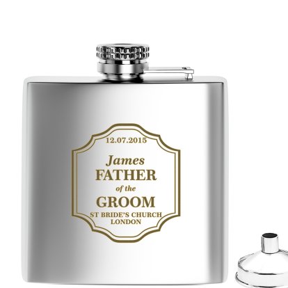Engraved Classic Wedding Hip Flask - Father of