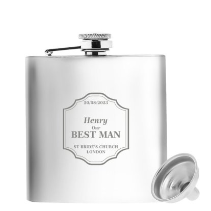 Engraved Classic Wedding Hip Flask - Male Members