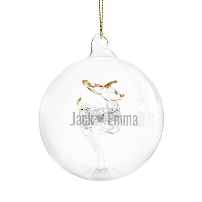 Engraved Couples Names Glass Christmas Tree Bauble