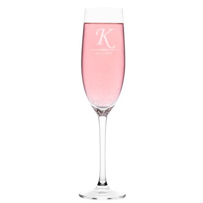 Engraved Initial and Year Champagne Flute