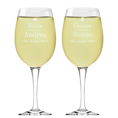 Engraved Wedding Wine Glass Set