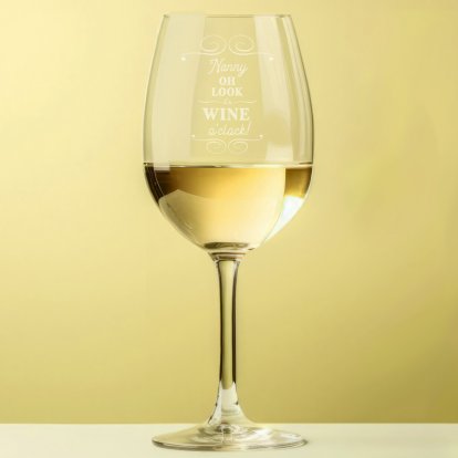 Engraved Wine Glass - It's Wine O'Clock