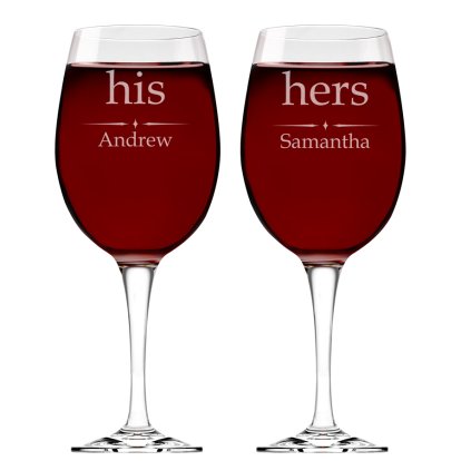 Engraved Wine Glass Set - His and Hers