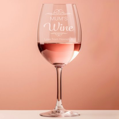Engraved Wine Glass - Swirl Design