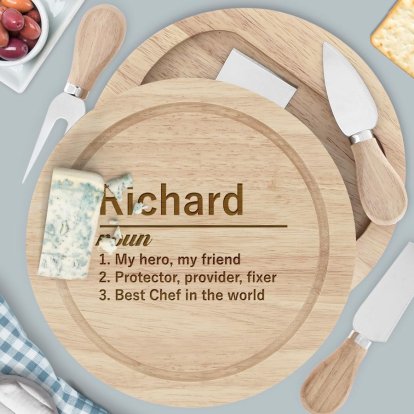 Engraved Definition Round Cheeseboard Set