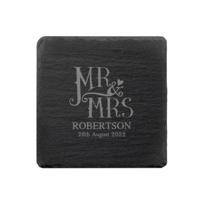 Engraved Dotty Mr and Mrs Slate Coasters