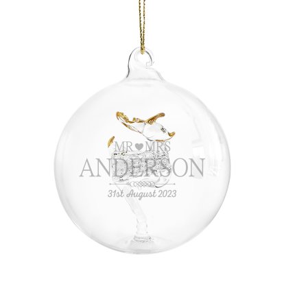 Engraved Glass Christmas Tree Bauble for Couples
