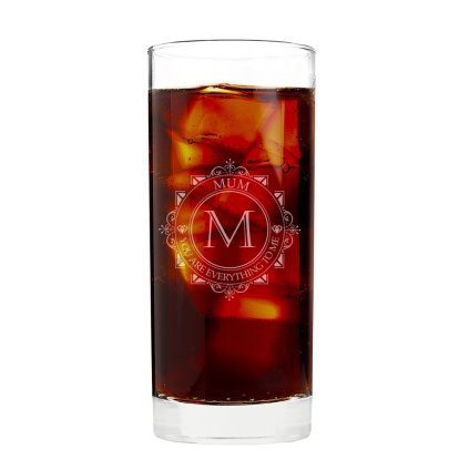 Engraved Hi Ball Glass - Decorative Initial