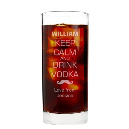 Engraved Hi Ball Glass - Keep Calm and Drink