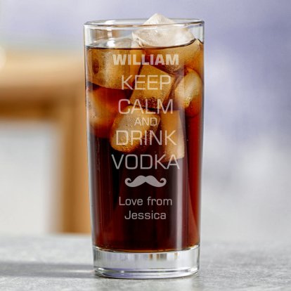 Engraved Hi Ball Glass - Keep Calm and Drink