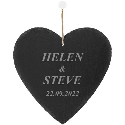 Engraved Large Heart Slate Keepsake - Couple Names