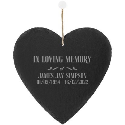 Engraved Large Heart Slate Keepsake - In Loving Memory
