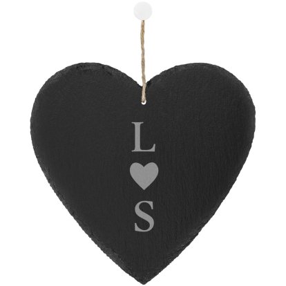 Engraved Large Heart Slate Keepsake - Love Initial