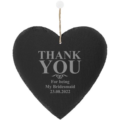 Engraved Large Heart Slate Keepsake - Thank You