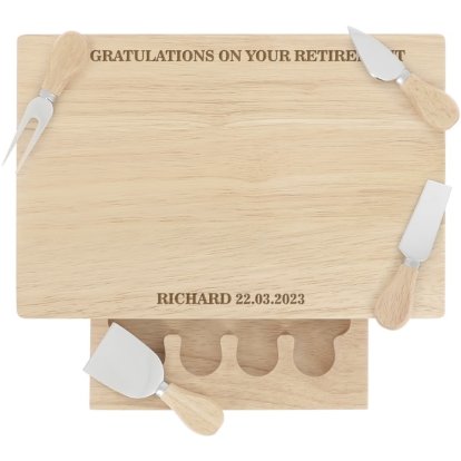 Engraved Large Rectangular Wooden Message Cheese Board Set 