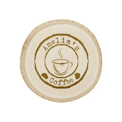 Engraved Log Coffee Coaster Set 