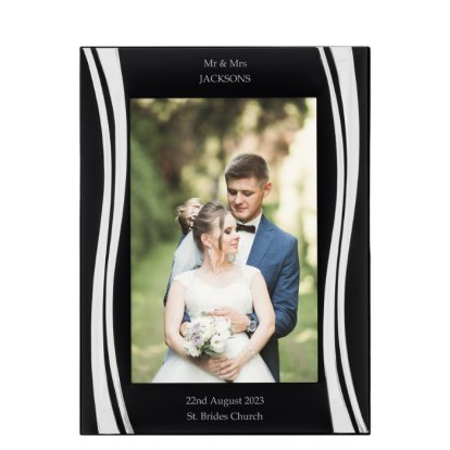 Engraved Luxury Black Swirl Photo Frame - For Couples